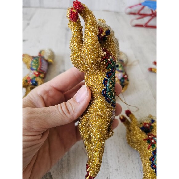 Vintage beaded circus horse unique ornament Xmas tree set all - Picture 2 of 13